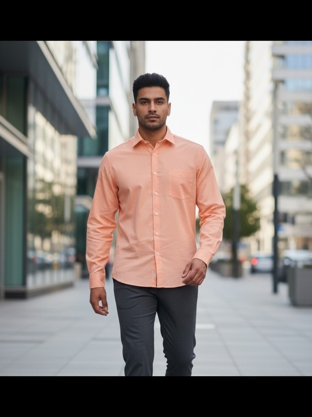 Stafford Men's Peach Regular Fit Long-Sleeve Button-Up Shirt XXL 18-18 1/2 36-37